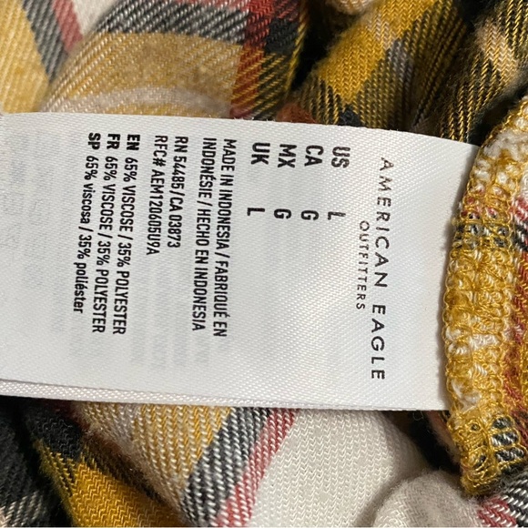 Women's Large American Eagle Outfitters Yellow Plaid Shirt - Picture 3 of 3